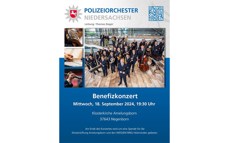 Am Mittwoch, den 18.09.2024 findet zum dritten Mal ein Benefizkonzert des Polizeiorchesters Niedersachsen statt.