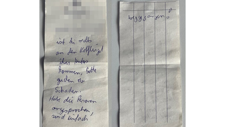Zeugenaufruf: Wer verfasste die handgeschriebene Notiz?